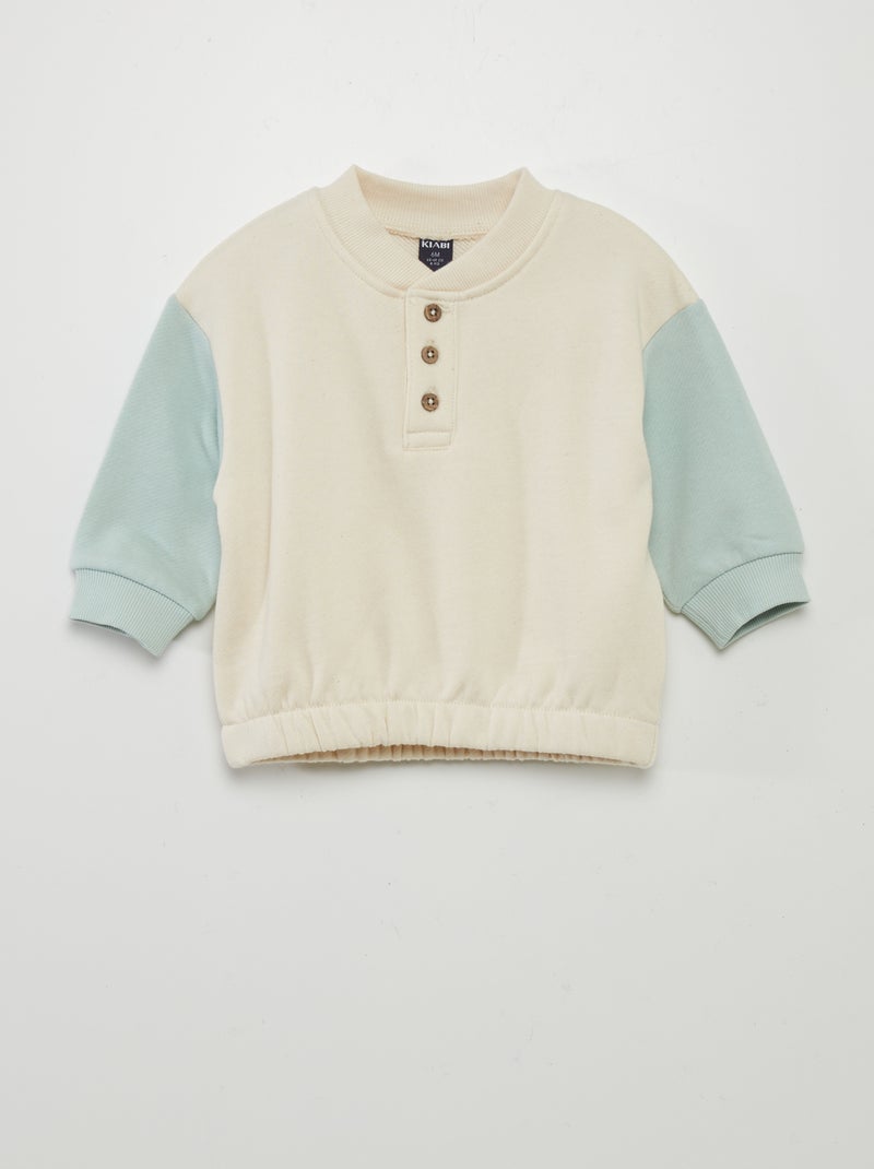 Sweatshirt gola com botões BRANCO - Kiabi