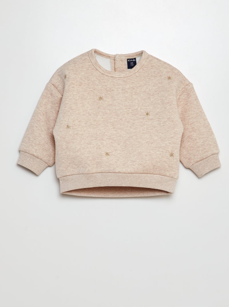 Sweatshirt grossa motivo 'estrelas' BEGE - Kiabi