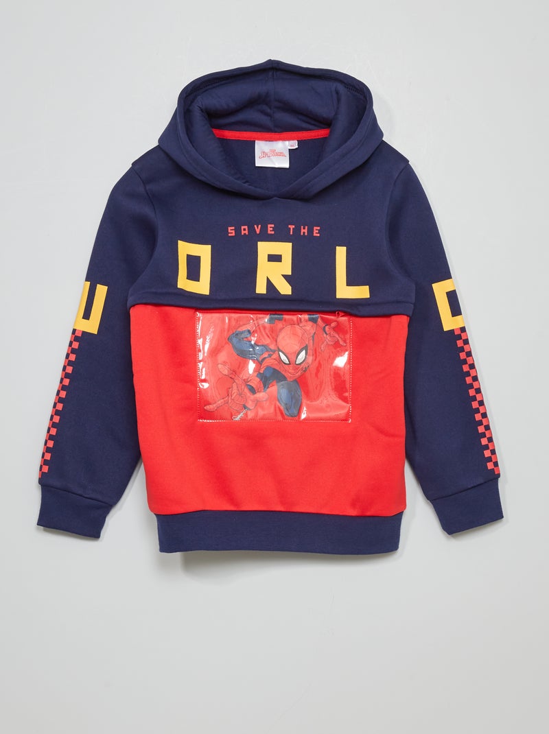 Sweatshirt 'Homem-Aranha' com capuz e bolso com fecho Azul - Kiabi