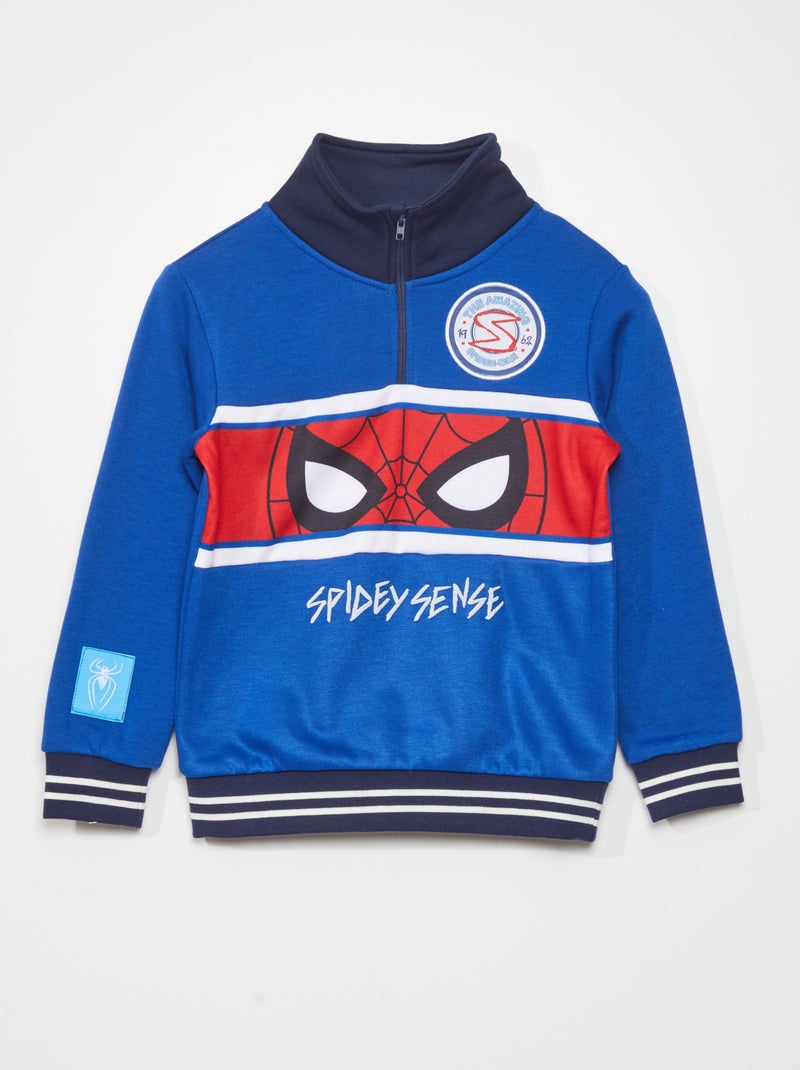 Sweatshirt 'Homem-Aranha' com gola de fecho AZUL - Kiabi