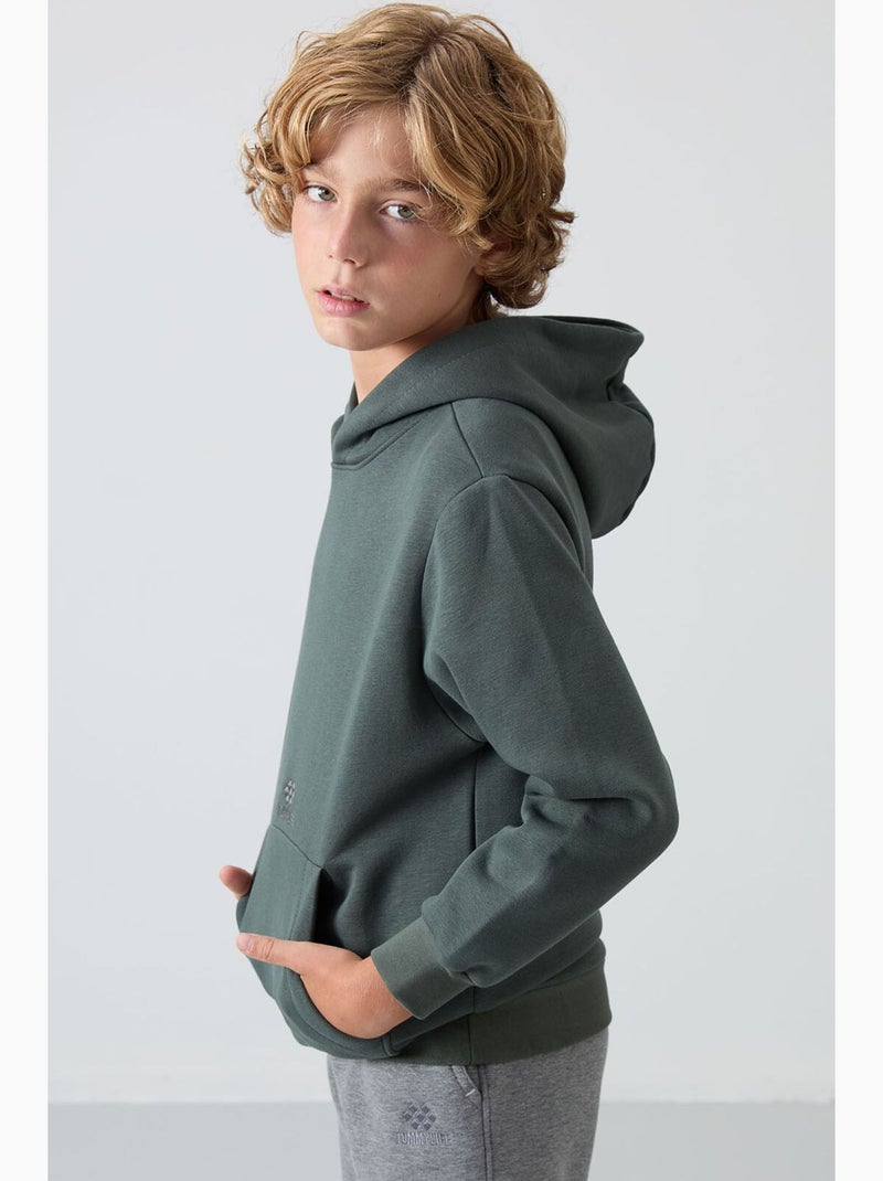 Sweatshirt infantil com capuz e bolso tommy Verde escuro - Kiabi