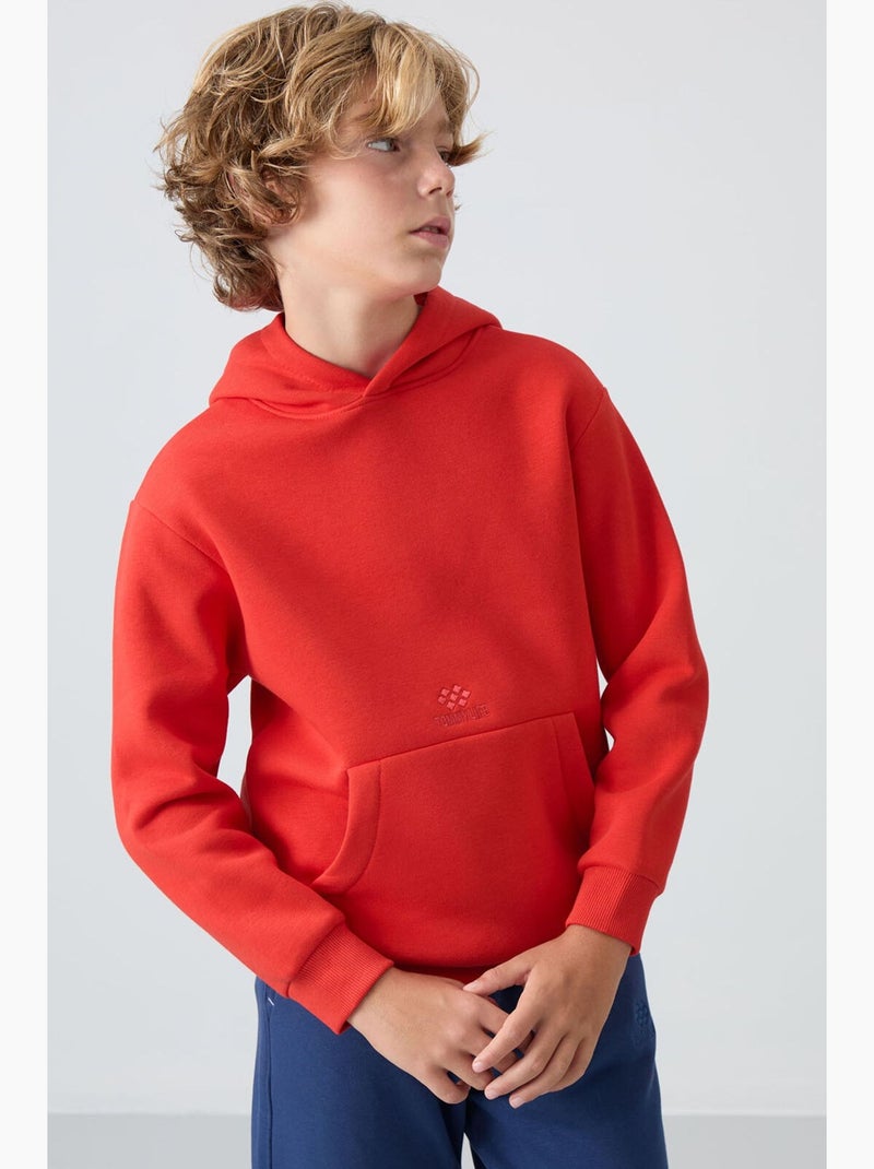 Sweatshirt infantil com capuz e bolso tommy Vermelho - Kiabi