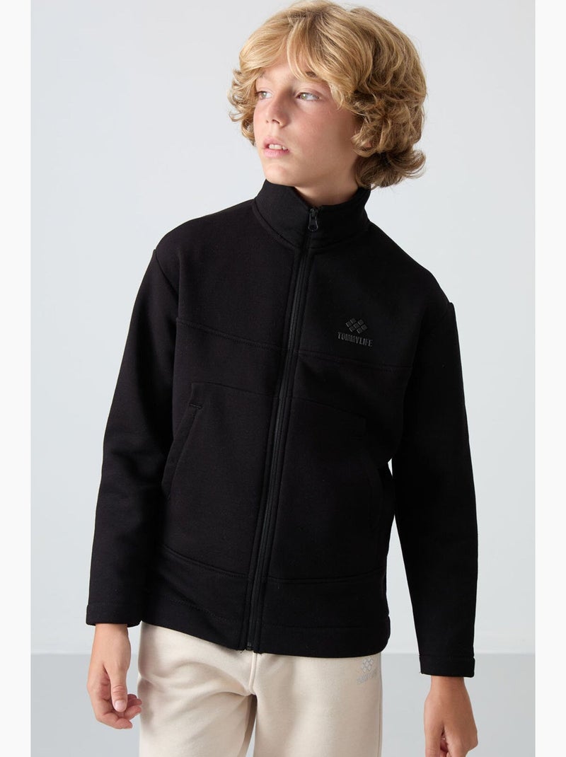 Sweatshirt infantil com gola fecho tommy Bege-argila - Kiabi