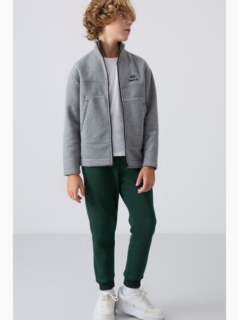 Sweatshirt infantil com gola fecho tommy Cinza - Kiabi