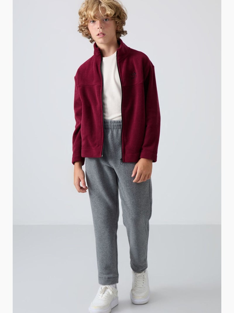 Sweatshirt infantil com gola fecho tommy Vermelho bordô - Kiabi