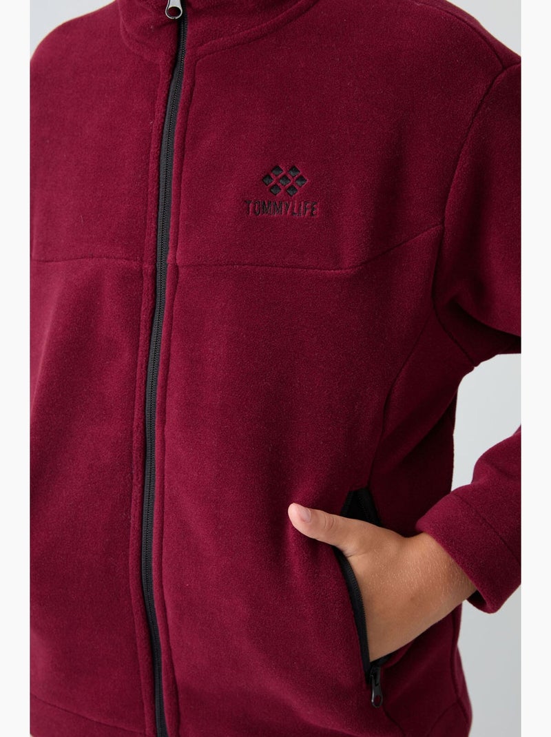 Sweatshirt infantil com gola fecho tommy Vermelho bordô - Kiabi