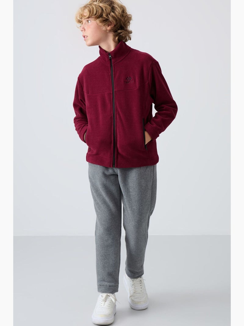 Sweatshirt infantil com gola fecho tommy Vermelho bordô - Kiabi