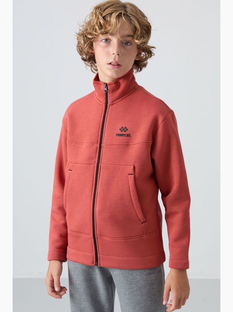 Sweatshirt infantil com gola fecho tommy Vermelho - Kiabi