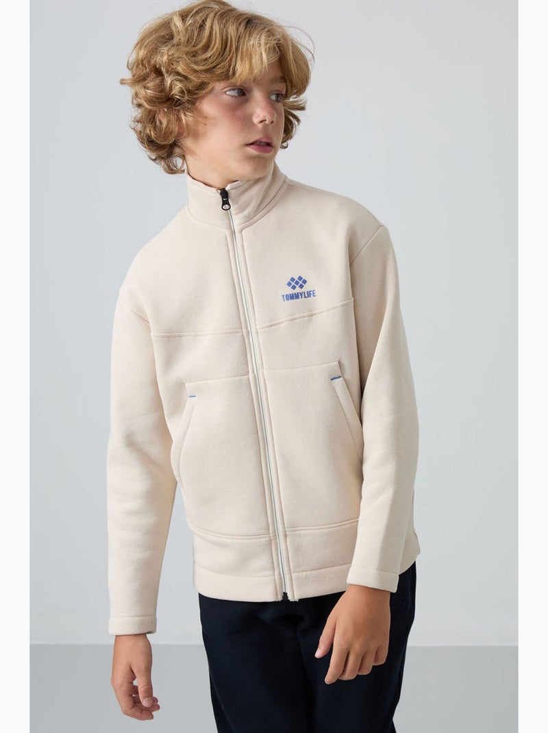 Sweatshirt infantil com gola fecho tommy Vermelho - Kiabi
