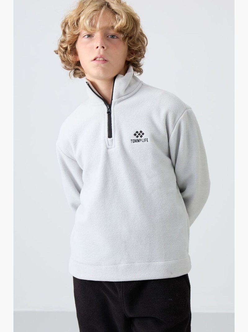Sweatshirt infantil com meio fecho tommy Branco - Kiabi