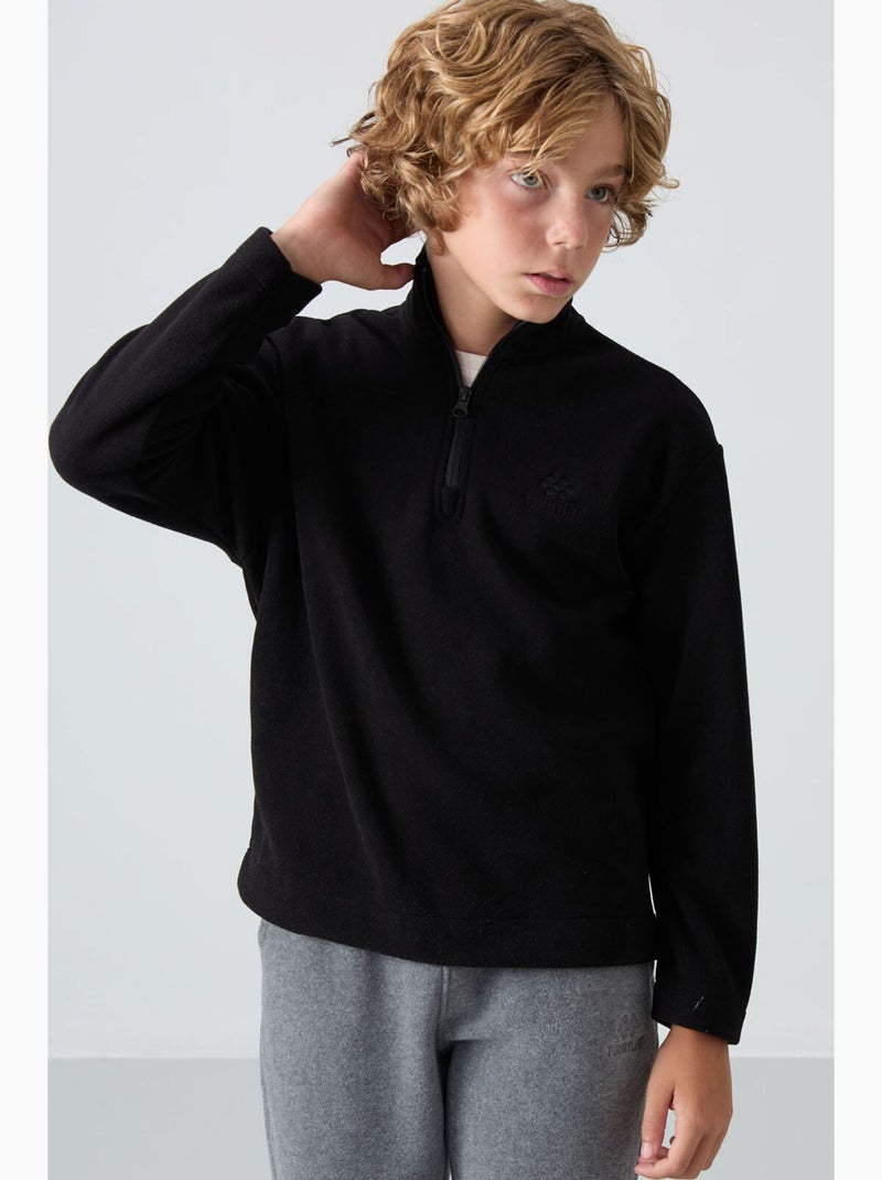 Sweatshirt infantil com meio fecho tommy Cinza - Kiabi