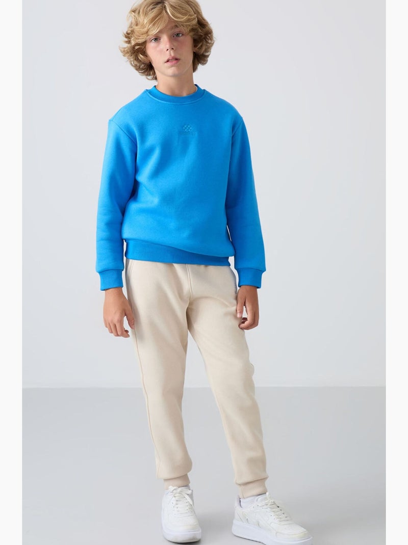 Sweatshirt infantil gola redonda bordada tommy Azul-elétrico - Kiabi