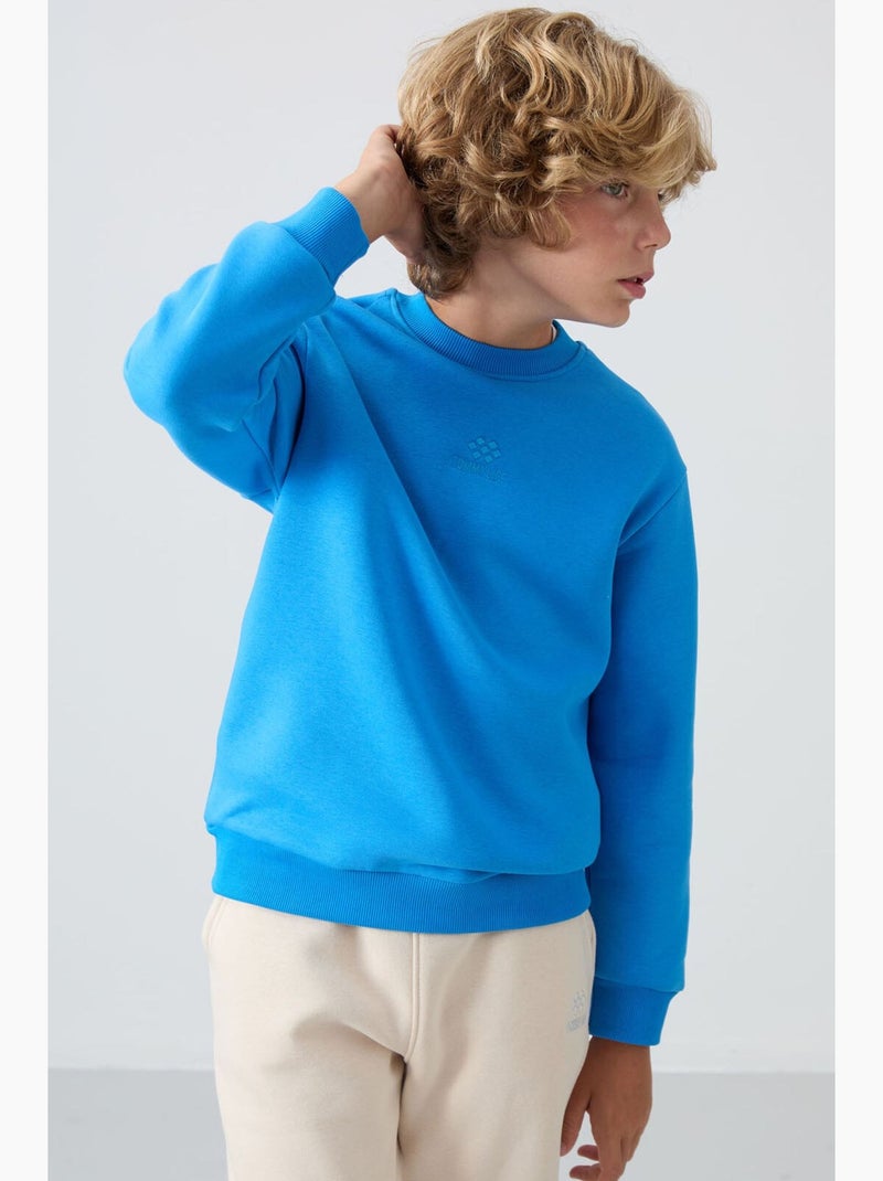 Sweatshirt infantil gola redonda bordada tommy Azul-elétrico - Kiabi