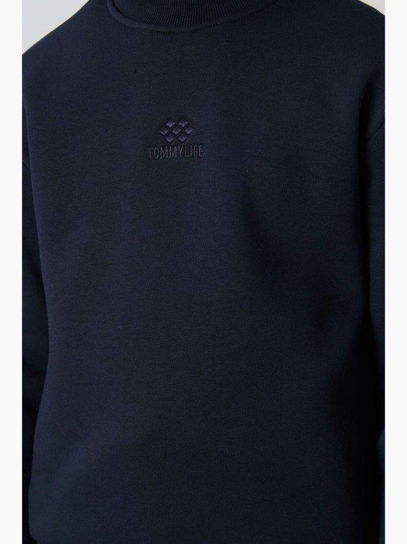 Sweatshirt infantil gola redonda bordada tommy Azul-marinho - Kiabi