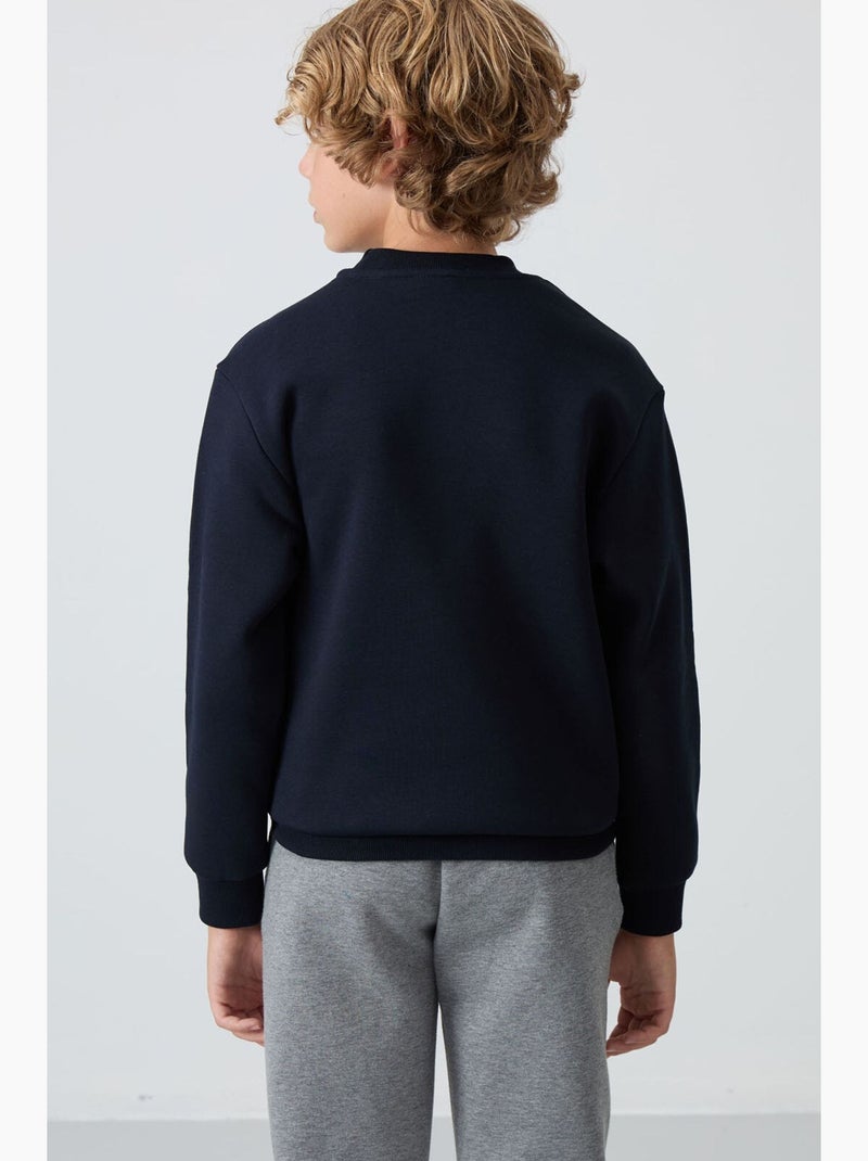 Sweatshirt infantil gola redonda bordada tommy Azul-marinho - Kiabi