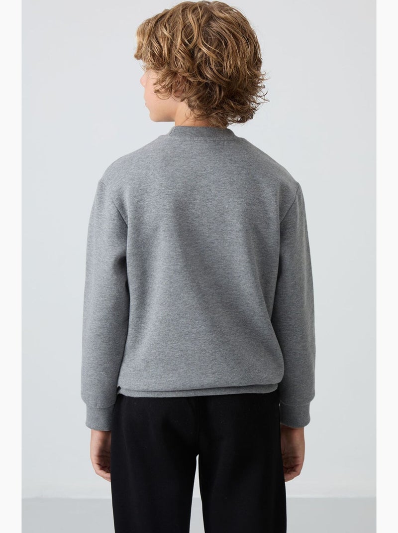 Sweatshirt infantil gola redonda bordada tommy Cinza - Kiabi