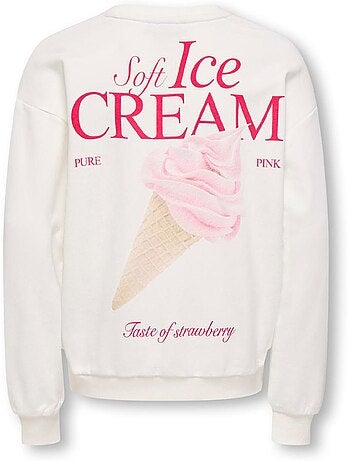 Sweatshirt Infantil ONLY Kogphilea Branco/Rosa