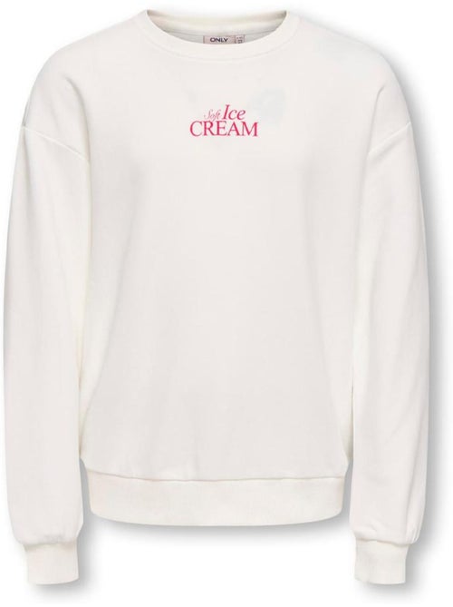 Sweatshirt infantil only kogphilea branco/rosa - Kiabi Sweatshirt infantil only kogphilea branco/rosa - Kiabi
