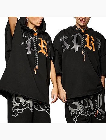 Sweatshirt kaporal vank para homem preto/laranja