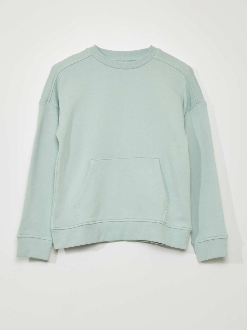 Sweatshirt larga com bolso canguru Azul - Kiabi