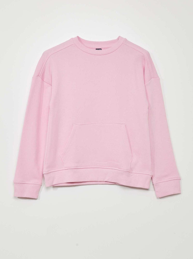 Sweatshirt larga com bolso canguru ROSA - Kiabi