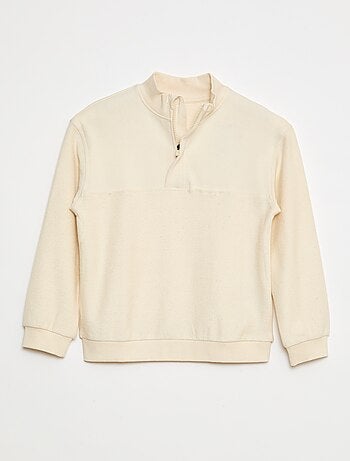 Sweatshirt larga com gola de fecho