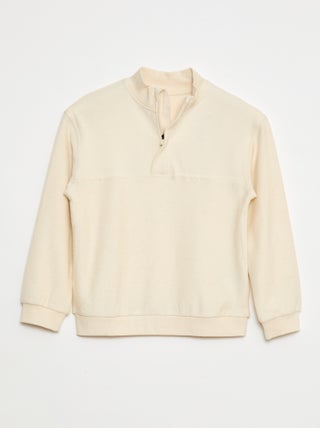 Sweatshirt larga com gola de fecho