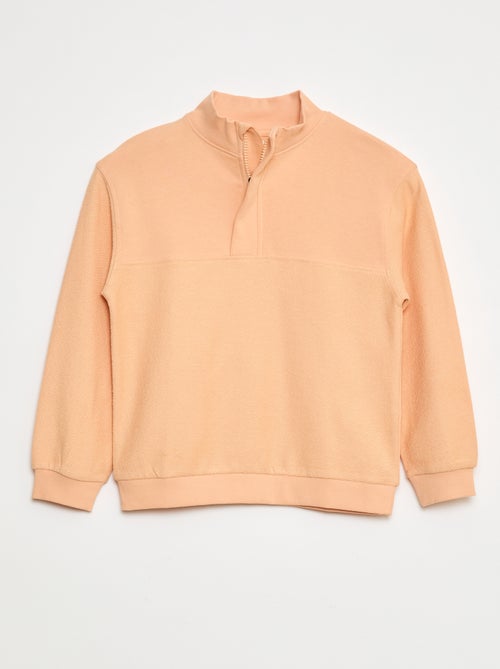 Sweatshirt larga com gola de fecho - Kiabi