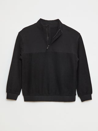 Sweatshirt larga com gola de fecho