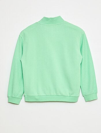 Sweatshirt larga com gola de fecho