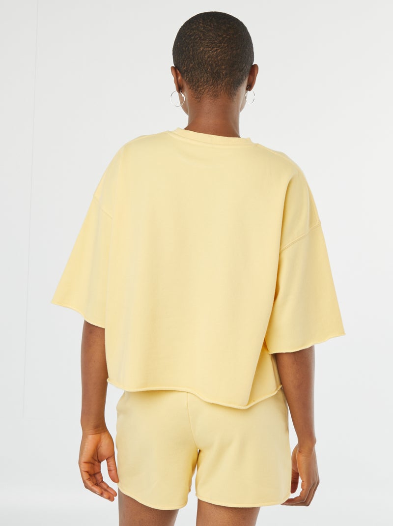 Sweatshirt larga de manga curta AMARELO - Kiabi
