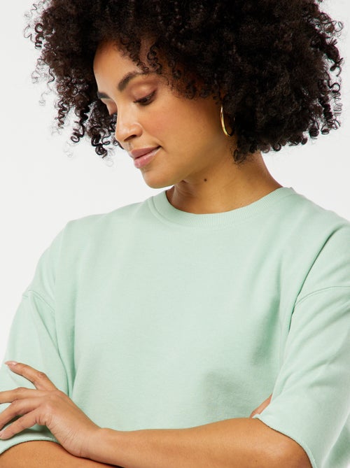 Sweatshirt larga de manga curta - Kiabi