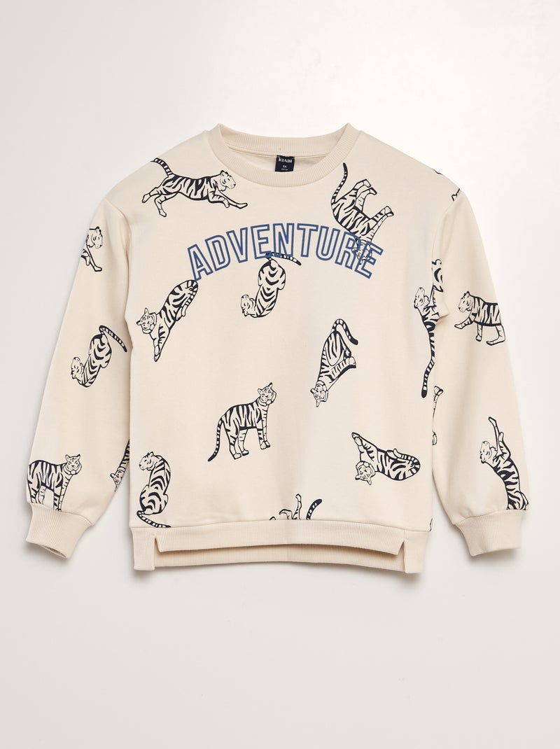 Sweatshirt larga em moletão com estampado BRANCO - Kiabi