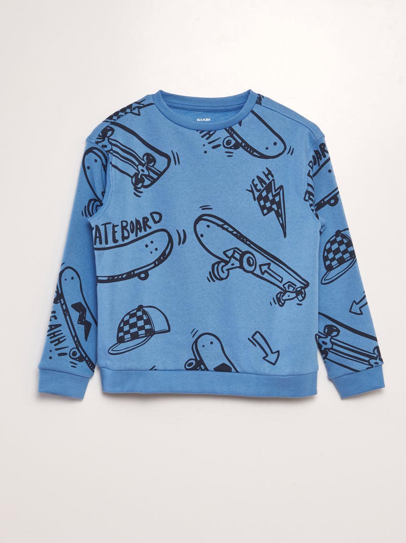 Sweatshirt larga em moletão estampada AZUL - Kiabi