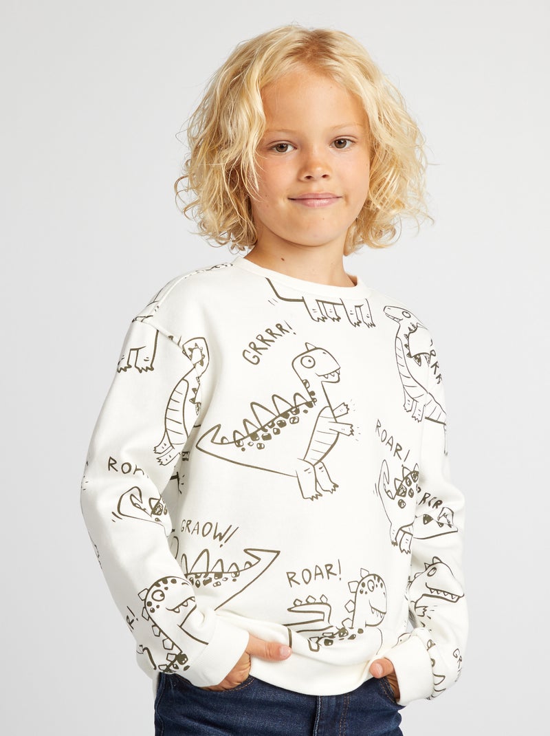 Sweatshirt larga em moletão estampada BEGE - Kiabi