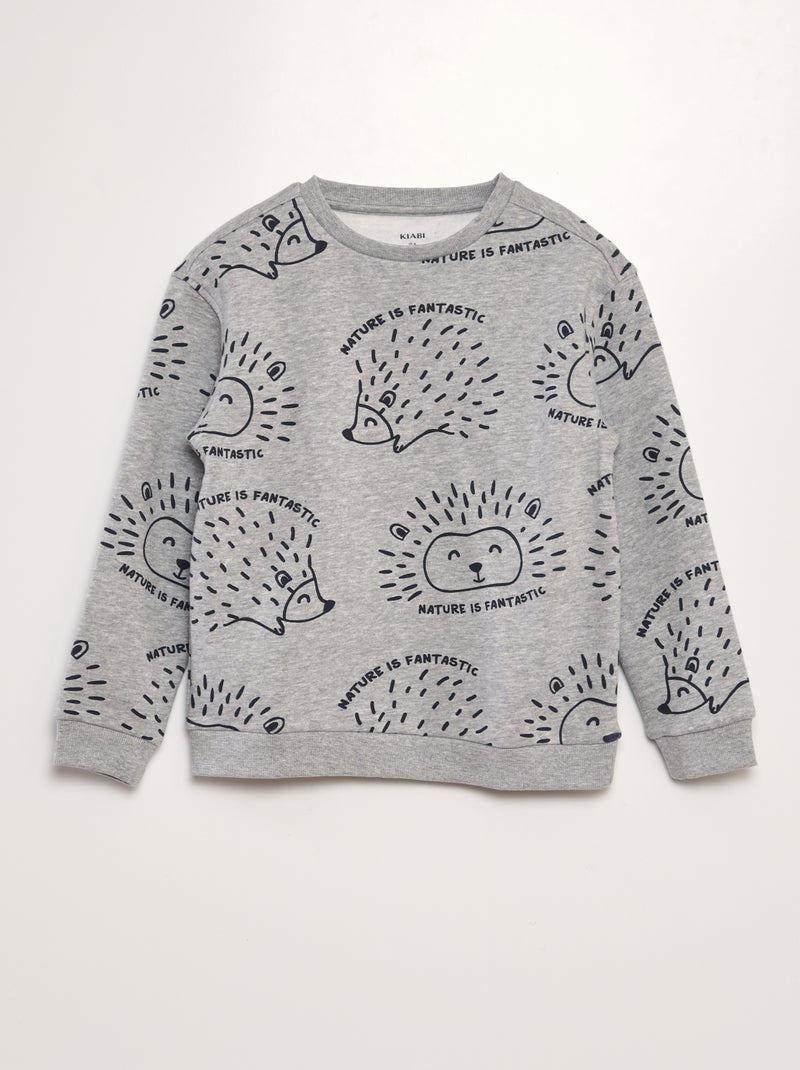 Sweatshirt larga em moletão estampada CINZA - Kiabi