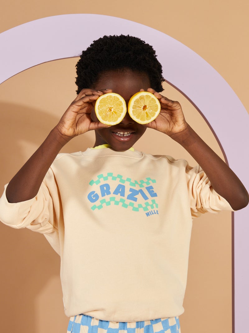 Sweatshirt larga estampada - Grafik Edition BEGE - Kiabi