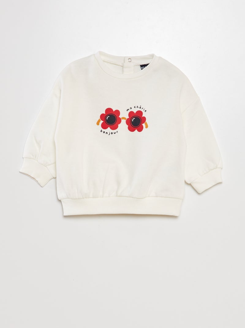 Sweatshirt larga estampada BRANCO - Kiabi