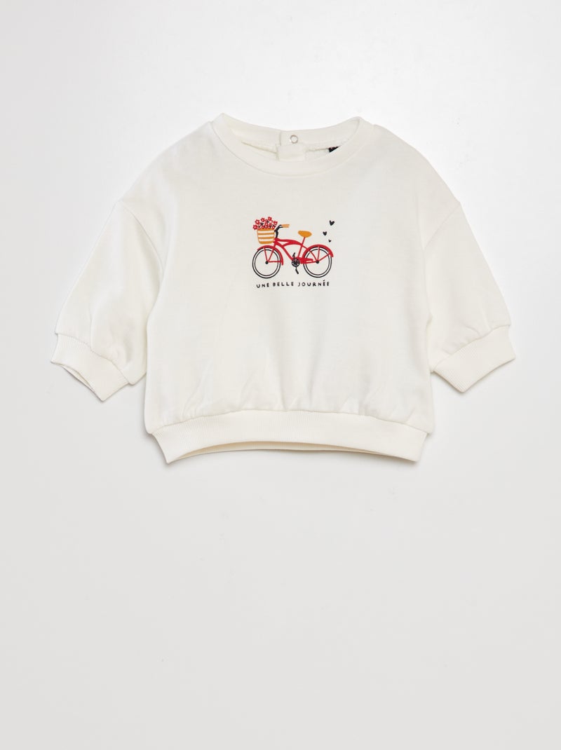 Sweatshirt larga estampada BRANCO - Kiabi