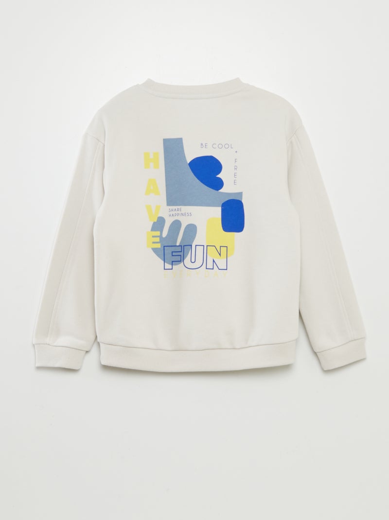 Sweatshirt larga estampada de gola redonda BRANCO - Kiabi