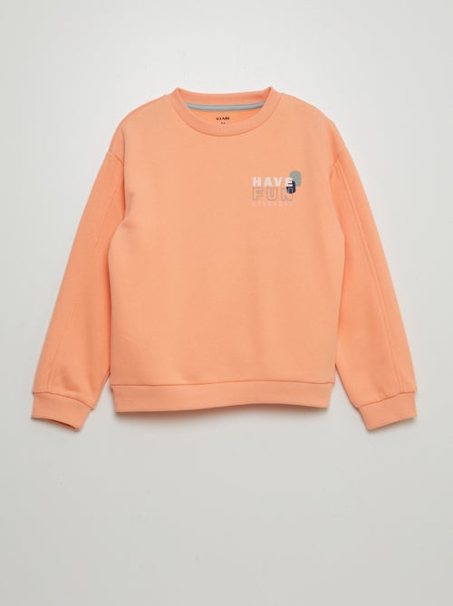 Sweatshirt larga estampada de gola redonda - Kiabi
