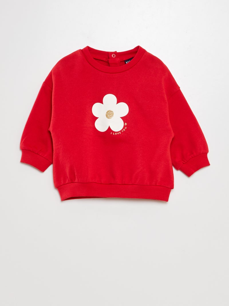 Sweatshirt larga estampada VERMELHO - Kiabi