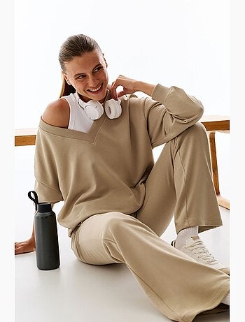 Sweatshirt largo com decote em v penti