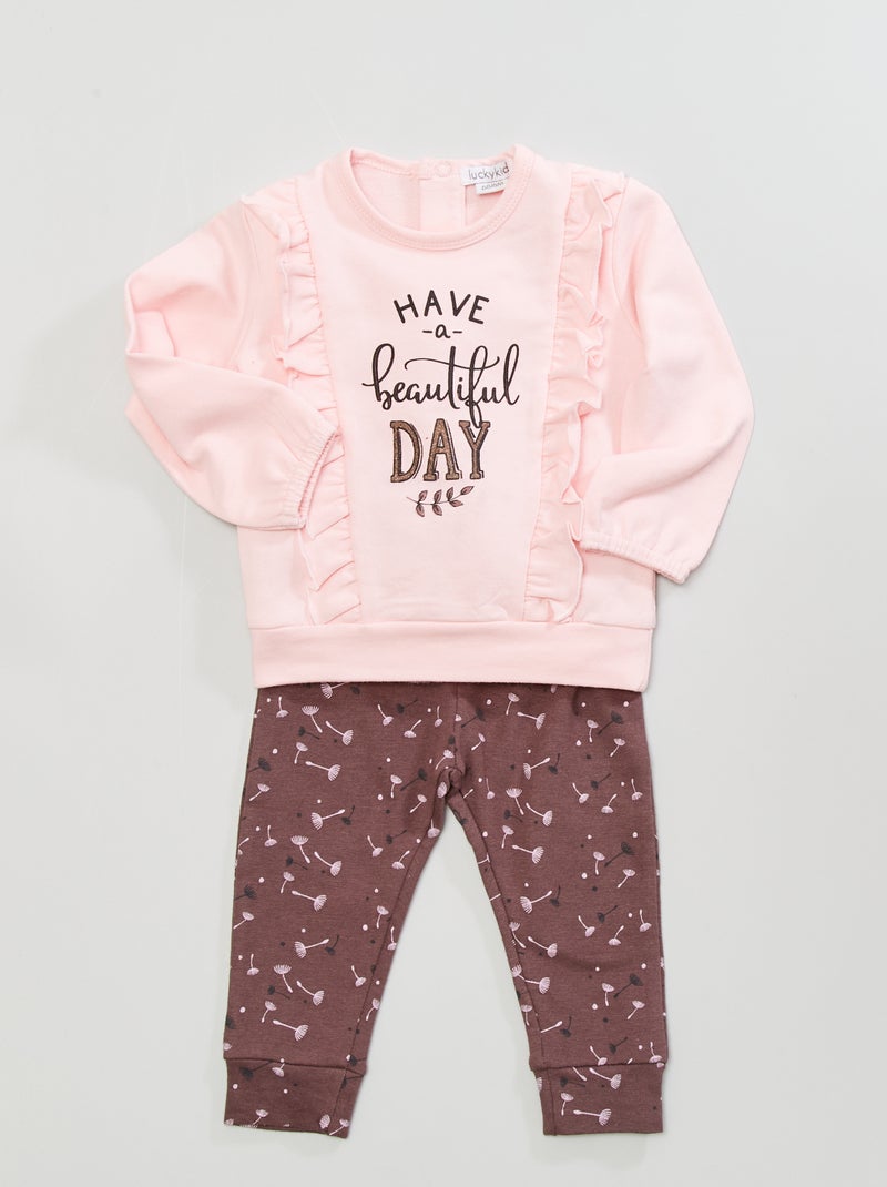 Sweatshirt + leggings - 2 peças Rosa - Kiabi