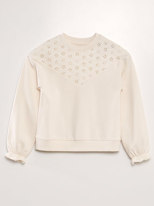 Sweatshirt leve com bordado inglês - Kiabi