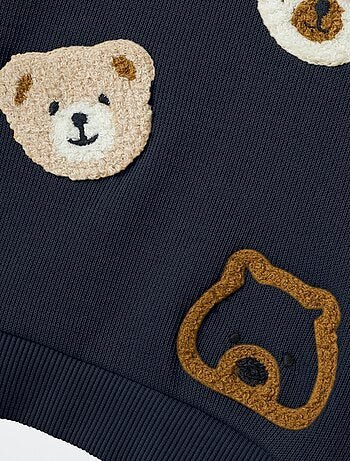 Sweatshirt leve com desenho 'urso' de malha trama