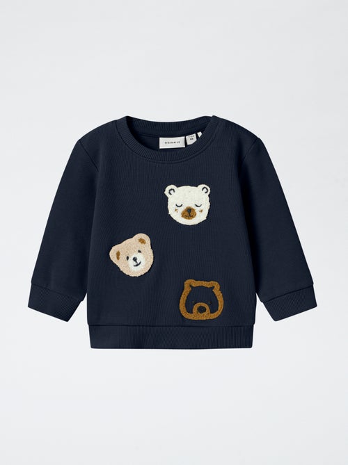 Sweatshirt leve com desenho 'urso' de malha trama - Kiabi