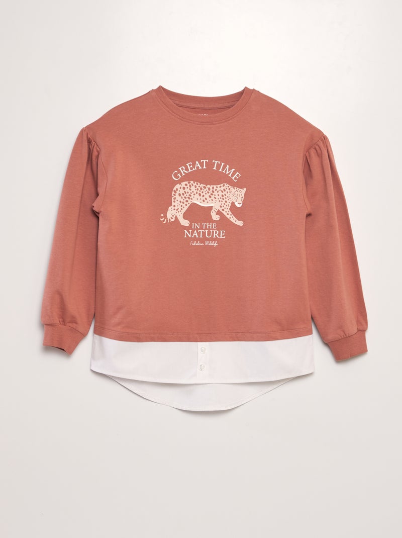Sweatshirt leve com efeito camisa ROSA - Kiabi