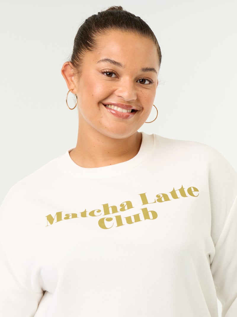 Sweatshirt leve em French Terry estampado Branco - Kiabi