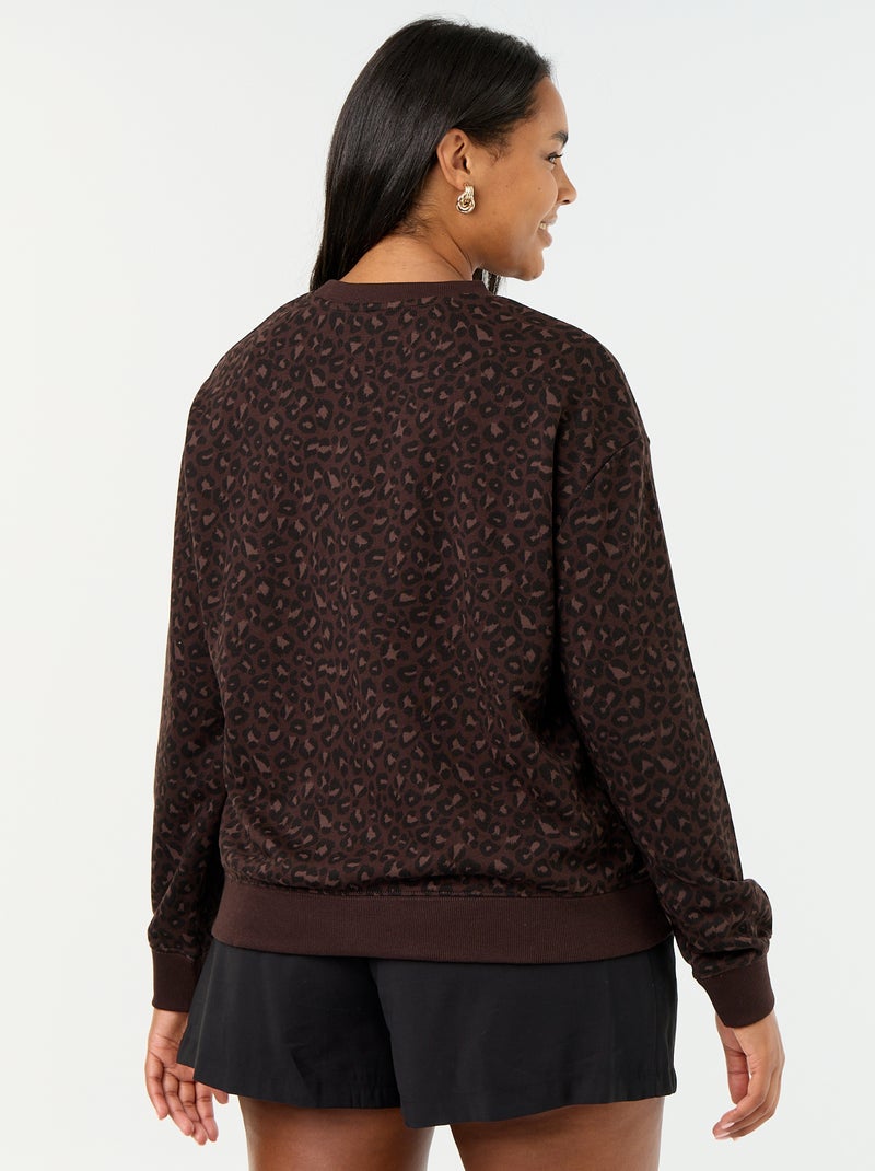 Sweatshirt leve em French Terry estampado Castanho - Kiabi